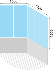 Балкон дома типа «утюг»: схема безрамного остекления
